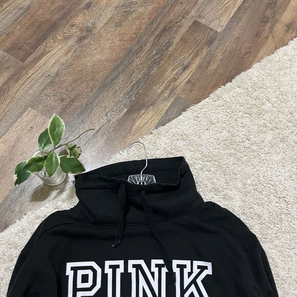 Victoria's Secret PINK Small Black Cowl Neck Drawstring Casual Cozy Sweatshirt - Picture 3 of 6